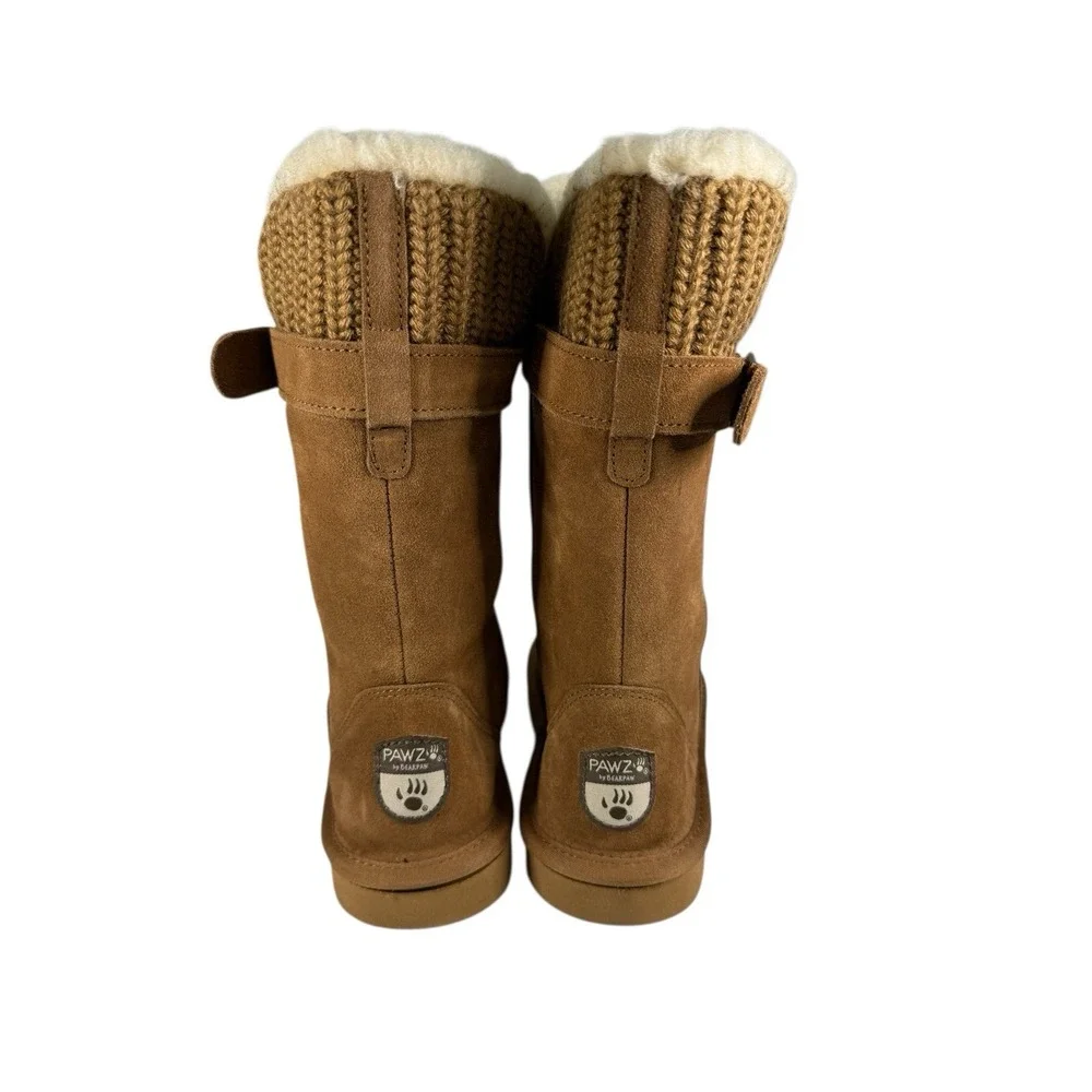 BEARPAW Women's Boots SUEDE LEATHER W/ KNIT‎ DETAIL, TAN , Size 7